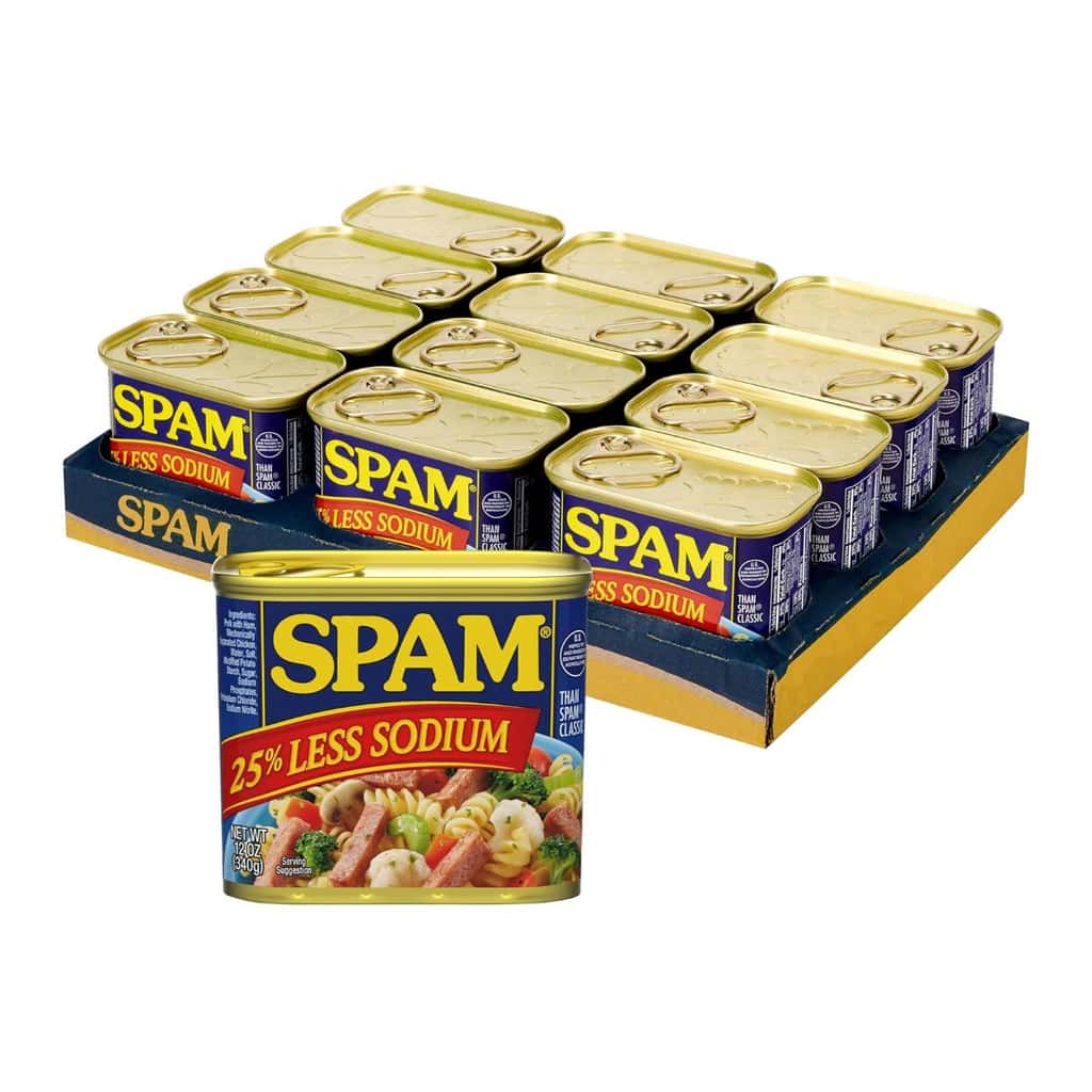 SPAM 25% Less Sodium Canned Meats, 12 oz Cans, 12 Pack