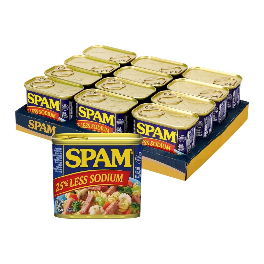 SPAM 25% Less Sodium Canned Meats, 12 oz Cans, 12 Pack