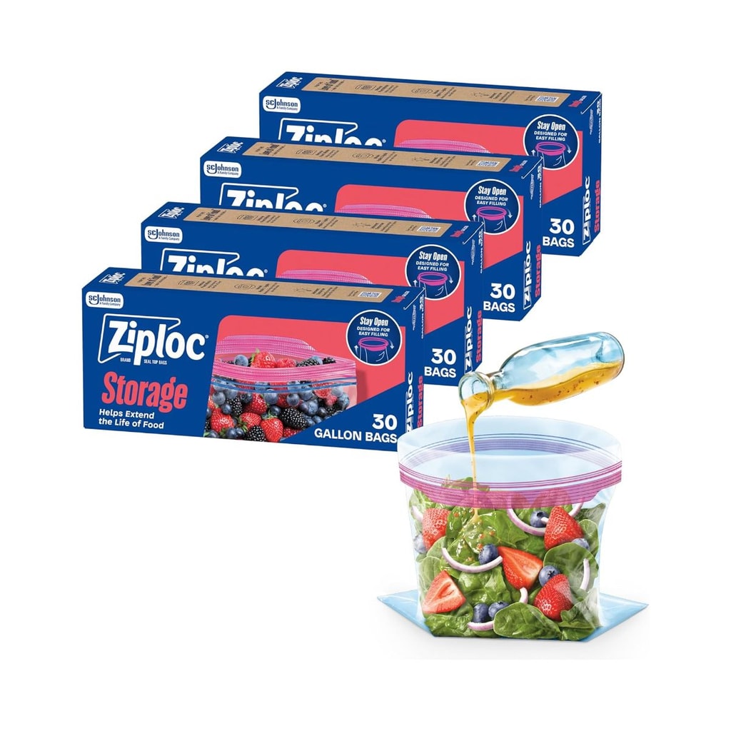 Ziploc Gallon Food Storage Bags 30 count (Pack of 4)